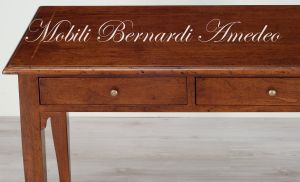 Scrittoio in noce stile classico da cm 100x50 con 2 cassetti e intarsio